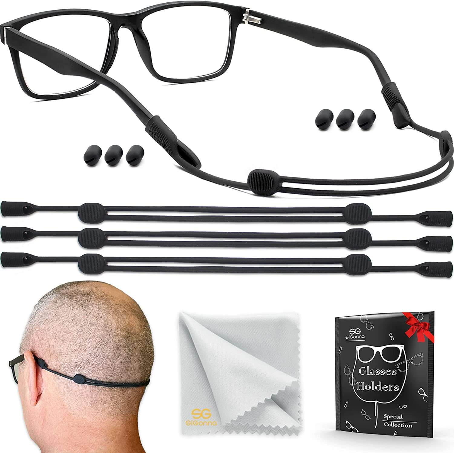 Silicone Eyeglass Strap Holder String - Adjustable Eye Glasses