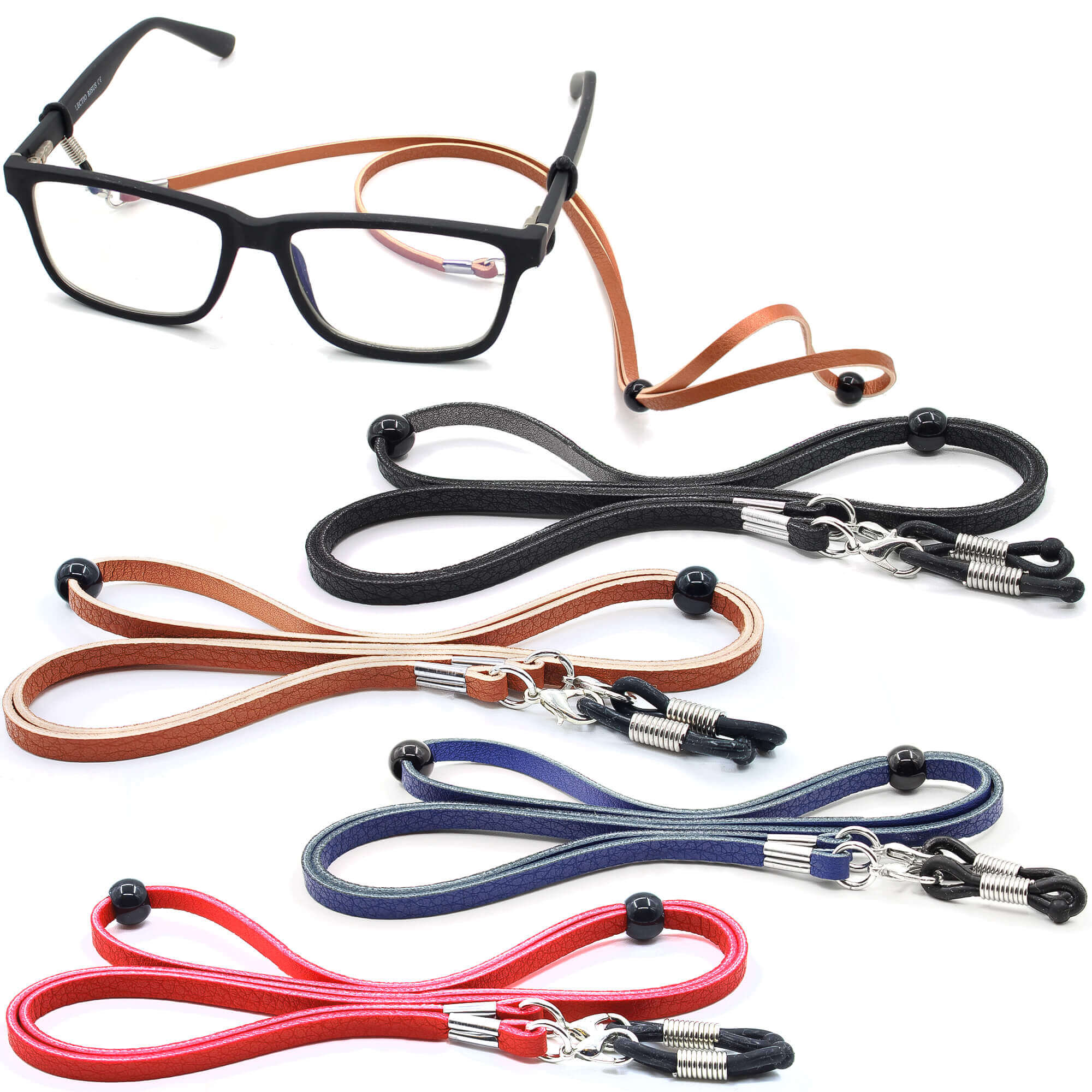 BUMA Eyeglasses Holder Straps - 3 Vegan Leather Cords for Men Women - Glasses  Holders Around the Neck - Glasses Lanyard (Black) at  Women's  Clothing store